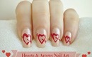 ♥ Cute Valentine's Day Hearts and Arrows Nail Art! ♥
