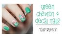 Green Chevron & Decal Nails | NailsByErin