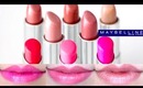Maybelline Color Sensational + Color Whisper Lipstick Swatches on Lips