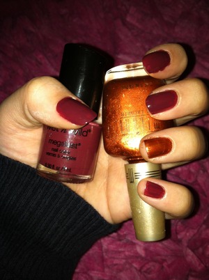 This is just a simple nail color (purple) with an accent of gold :D