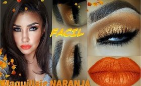 🍊Maquillaje en NARANJA y FACIL /🍊 EASY & ORANGE makeup tutorial | auroramakeup