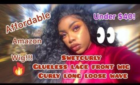 HIT OR MISS | AMAZON WIG UNDER $40 | SWETCURLY LACE FRONT CURLY LOOSE WAVE | 180% DENSITY 24 INCH!!!