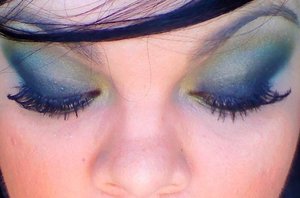 this is in my early days of playing with color and makeup in general, a greenish look. 