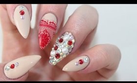 How To: Red Lace Acrylic Nails
