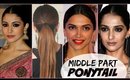 EASY & QUICK MIDDLE PART PONYTAIL HAIRSTYLE! │BOLLYWOOD ACTRESS PONYTAIL HAIR TUTORIAL FOR ANY HAIR