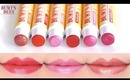 Burt's Bees Lip Shimmer Swatches on Lips 6 colors / Lip color balm