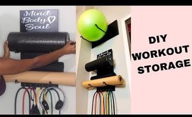SUPER EASY EXERCISE STORAGE | DIY storage for workout eqipment | home gym storage
