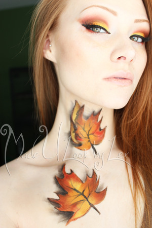 Leaves painted on and filled in with Mac Chromacakes and BH Cosmetics Eyeshadows