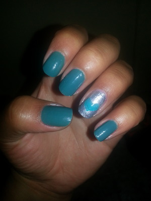 turquoise and silver nails