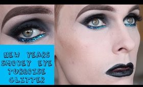 New Years Smokey Eye with Turqoise Glitter Makeup Tutorial