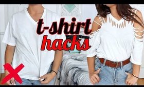 4 T-SHIRT HACKS EVERY Girl SHOULD Know | How to Transform your OLD T SHIRTS !! (NO SEW)