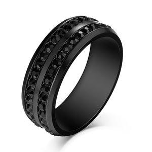Round Cut Black Gemstone Titanium Steel Men's Ring at https://www.lajerrio.com/round-cut-black-gemstone-titanium-steel-men-s-ring-810049.html