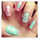 pink & blue with nail art 