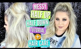 Messy Half Up Half Down Hair Tutorial + Current Blonde Hair Care Favorites!! | Ruby Remix