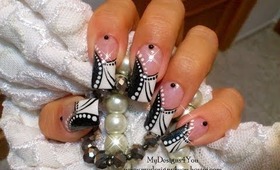 Easy, Abstract, Black and White Nail Art Design Tutorial - ♥ MyDesigns4You ♥