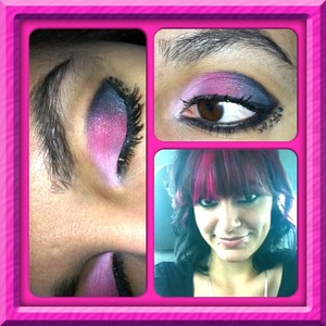 Pink and aqua with mini cheetah under eye