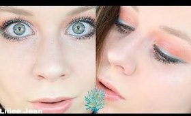Teal and Coral Pop Of Color Summer Makeup Tutorial | Lillee Jean