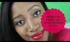 Winged Eyeliner + Red Lips | Fall Night Out Makeup Look - Collab w/ LucySkyWalkerr!