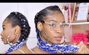 Two Cornrows on Natural Hair with Extensions►Blue Feed in Braids