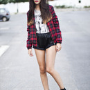 Cut-out Black Fake Leather Shorts