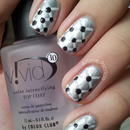 Silver and White Quilted Nails