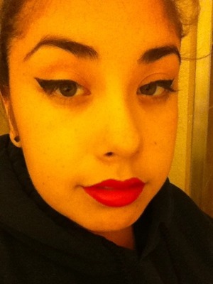 I used Sephora Rouge Lipstick in Hot tango!
