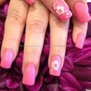 Pink Nails with Flower
