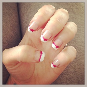 French tip with pink bow