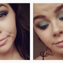Dramtic winged taupes and turquoise eye