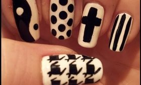 Monochrome Madness Mix & Match Nail Design