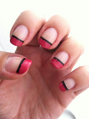 Pink & black french manicure