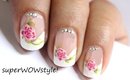 Water Decals + Side French Manicure Nail Designs (French tip nail art)