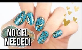 Realistic Turquoise Stone Nails Using REGULAR NAIL POLISH!