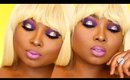 Full face makeup tutorial : Gold leaf purple halo look - Queenii Rozenblad