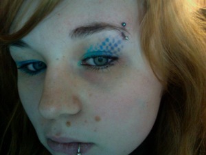 Sailor Mercury look, this is supposed to look like bubbles. Gradient blue shadow using a piece of fishnet.
