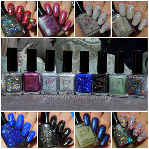  Swatches and review up on my blog>>> http://www.thepolishedmommy.com/2013/12/b-squared-christmas-and-new-year-set.html