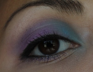 It's hard to tell in this photo, but on my bottom lashes I used Hard Candy's 1000 Lashes mascara in Divine Purple! 