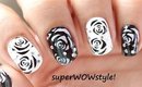 Classical Roses ** Water Decals ** Black n White Nail Art Designs