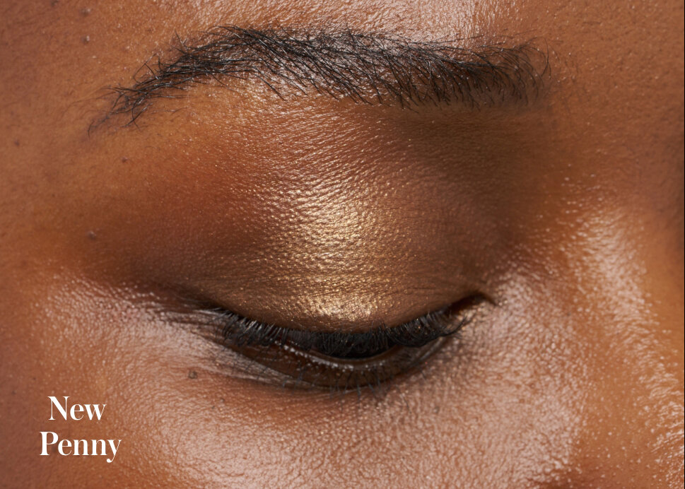 Model wearing the shade New Penny from the rms beauty Wild Velvet ReDimension Hydra Eyes Quartet