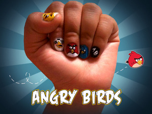 I did this angry birds on the nails of my BFF :) and I edited the picture too on PS, love this program :)