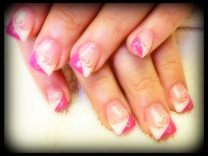pink/white gel and hand painted