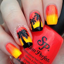 Neon Sunset Silhouette Nails