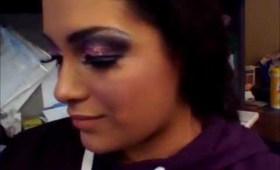 Pink Glitter Smokey Eye Rock Look