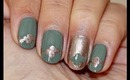 Elegant Fall Nails: Olive Green and Gold