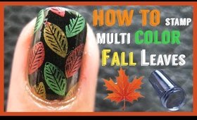 FALL NAILS | AUTUMN LEAVES MULTI COLOR STAMPING NAIL ART DESIGN TUTORIAL | MELINEY HOW TO