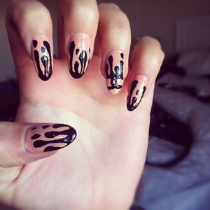 Inspired by the Chanel paint drip design! Chanel nail polish used for base colour :)