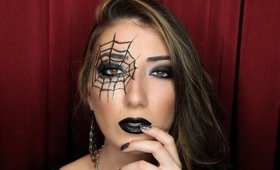 Spider Web Nails + Makeup Halloween Tutorial!