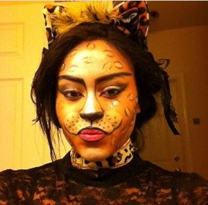 My leopard/cheetah makeup for Halloween