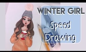 WINTER GIRL  - SPEED DRAWING