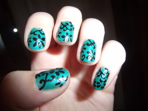 My floral blue nails.